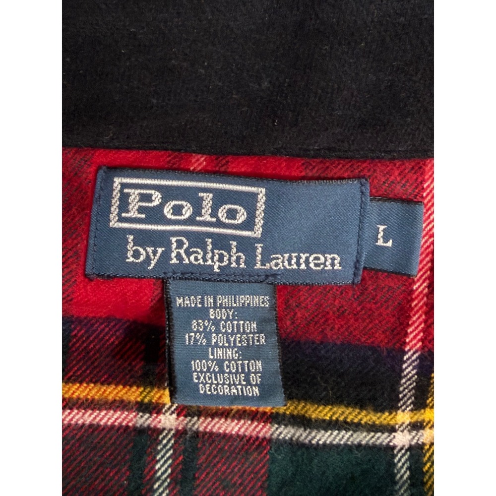 Polo Ralph Lauren Puffer Vest Mens L Black  Plaid Lined Fleece - Picture 10 of 12